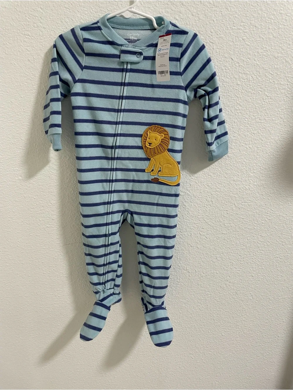 Carter's Blue Striped Lion Footed Pajama NEW